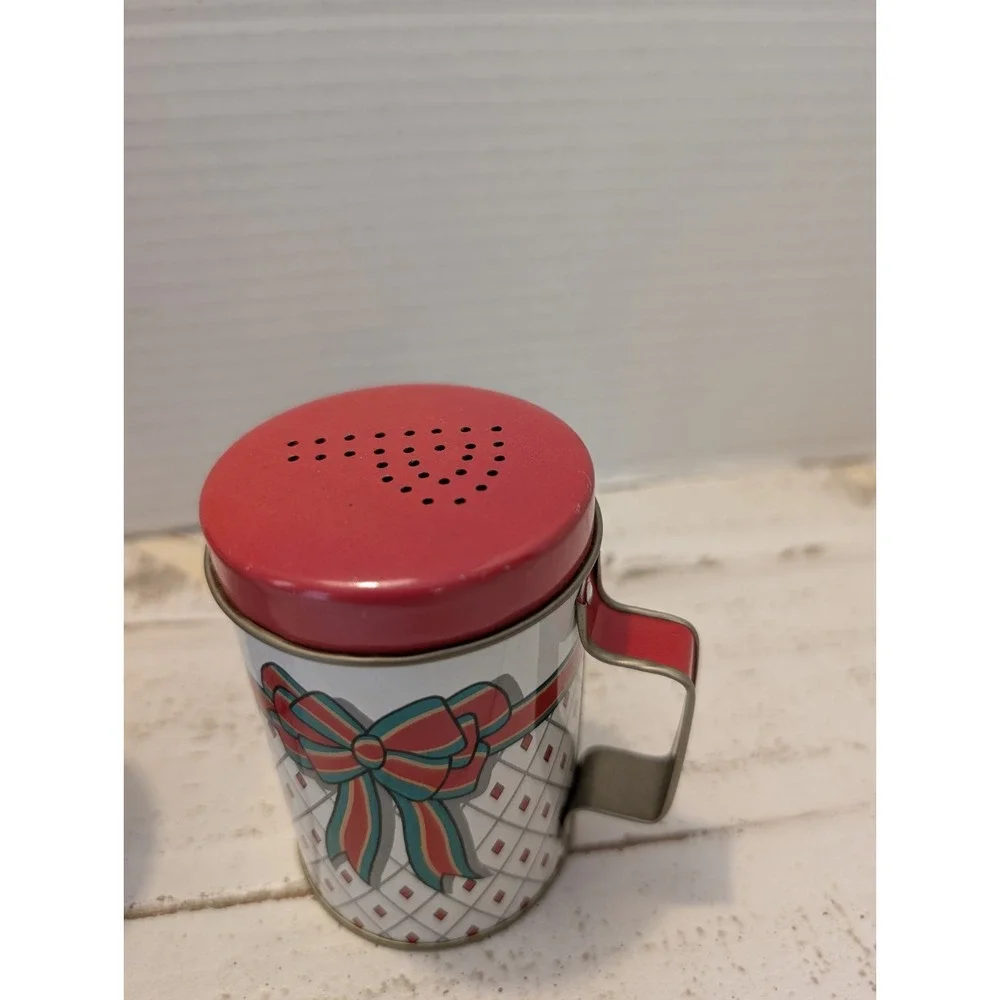 Vintage Tin Christmas Bow Salt & Pepper Shakers